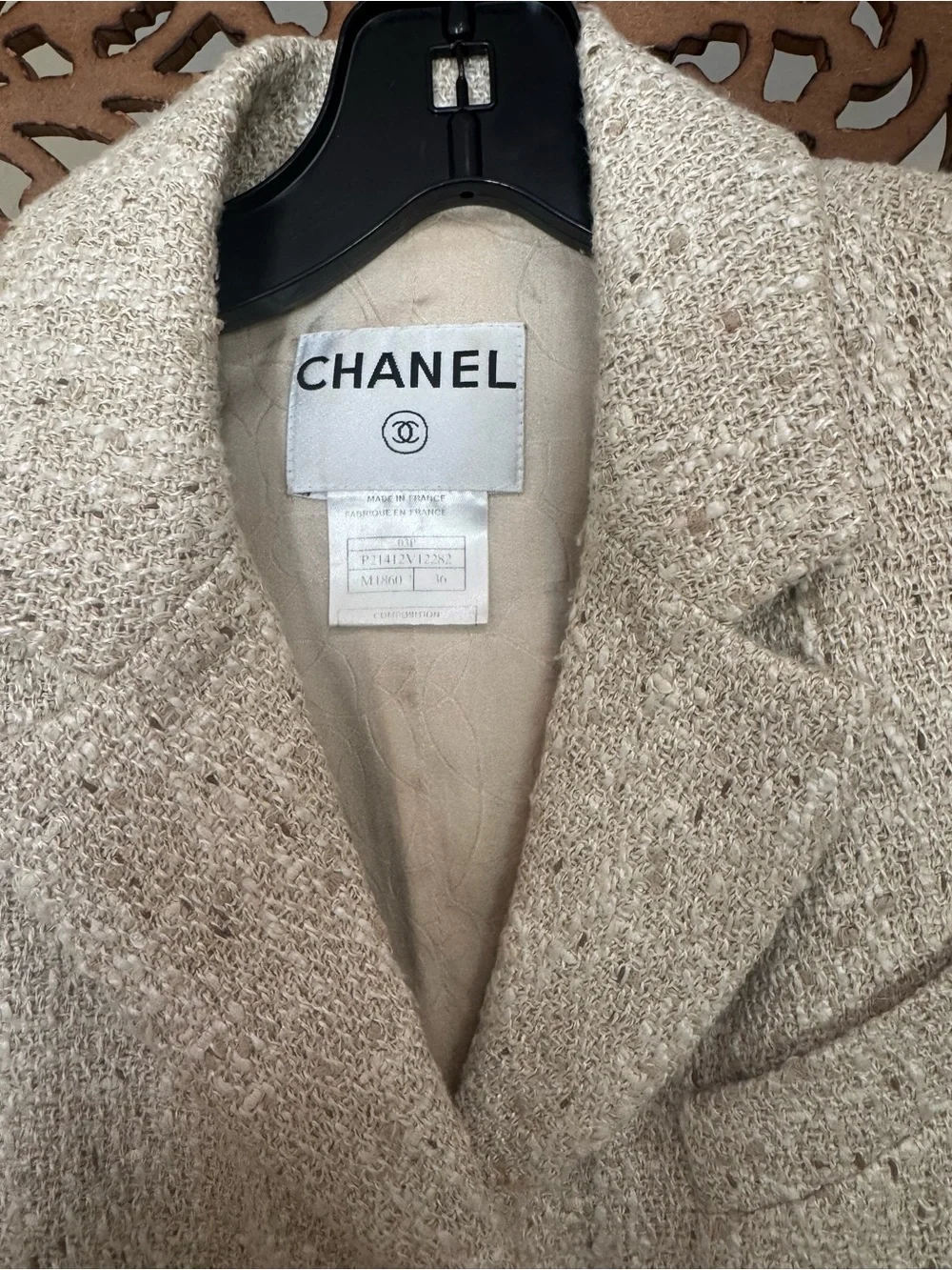 Chanel Cream Tweed Jacket Blazer 36